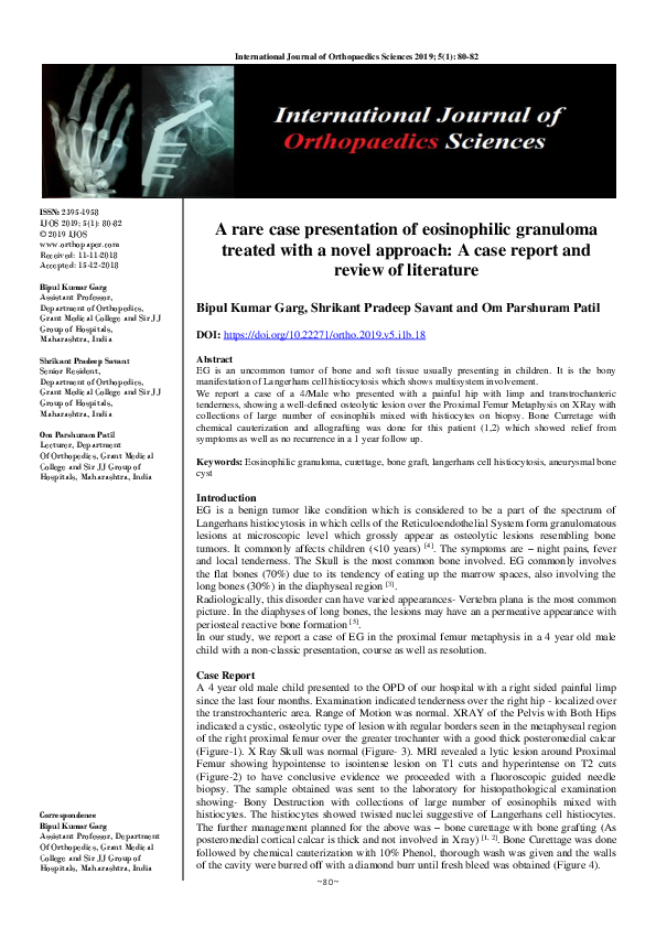 (PDF) A rare case presentation of eosinophilic granuloma treated with a ...