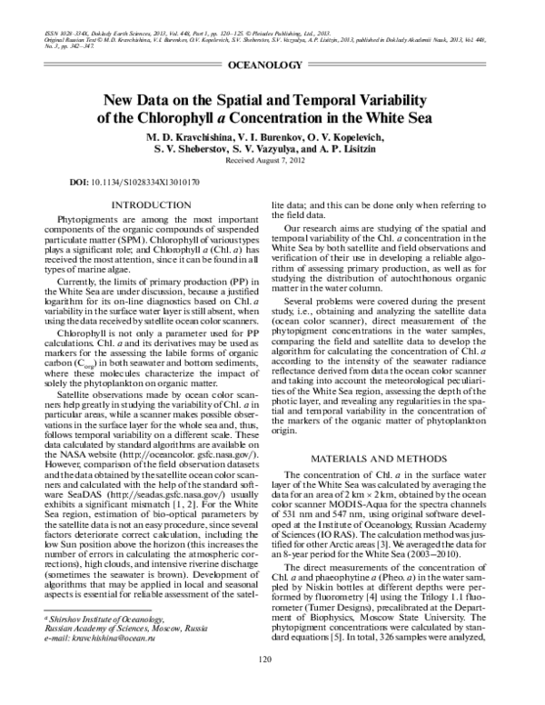 (PDF) New data on the spatial and temporal variability of the ...