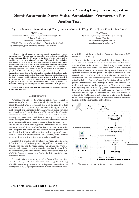 (PDF) Semi-automatic news video annotation framework for Arabic text