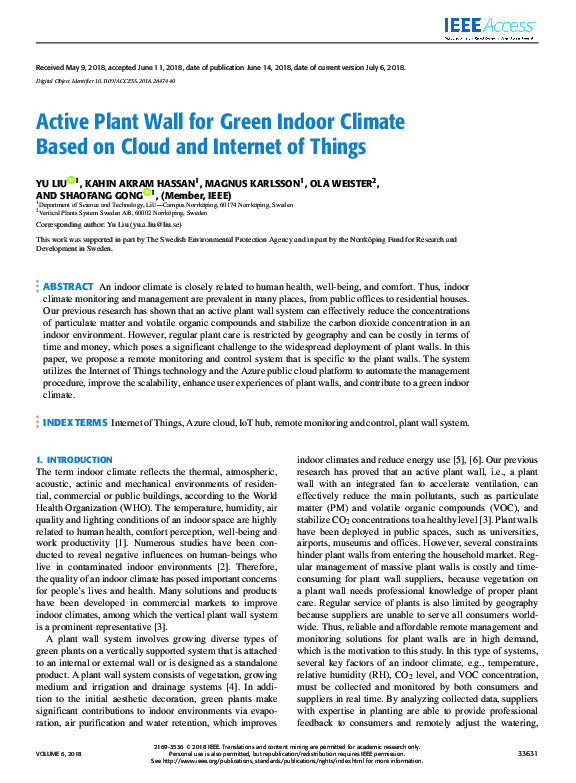 (PDF) Active Plant Wall for Green Indoor Climate Based on Cloud and ...