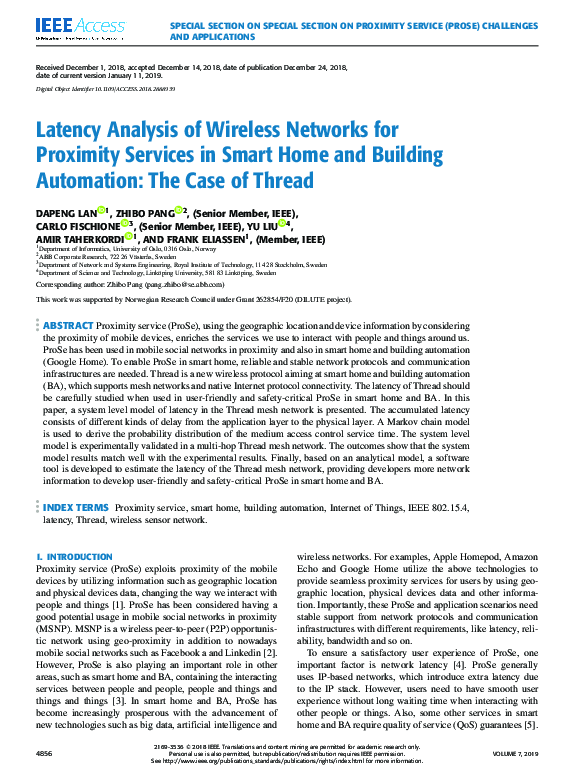 (PDF) Latency Analysis of Wireless Networks for Proximity Services in ...