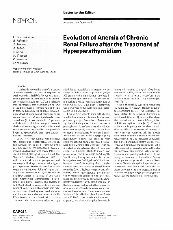 (PDF) Evolution of Anemia of Chronic Renal Failure after the Treatment ...