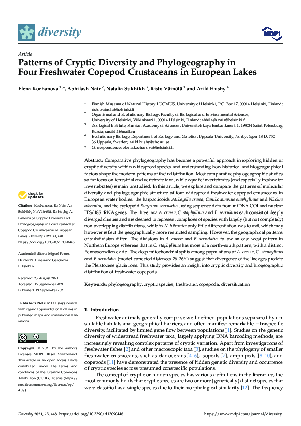 (PDF) Patterns of Cryptic Diversity and Phylogeography in Four ...