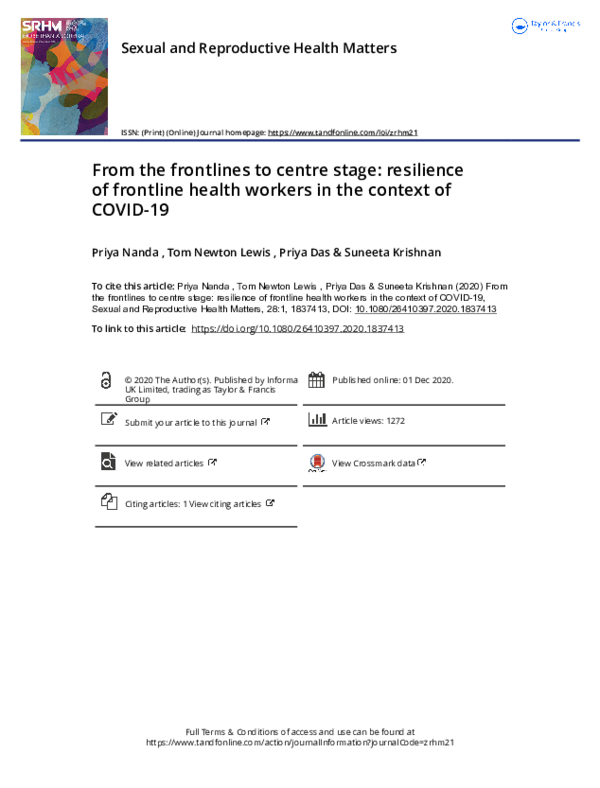 (PDF) From the frontlines to centre stage: resilience of frontline ...