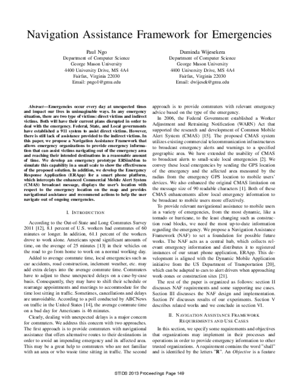(PDF) Navigation Assistance Framework for Emergencies