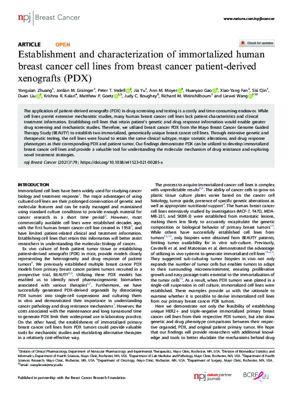 (PDF) Establishment and characterization of immortalized human breast ...