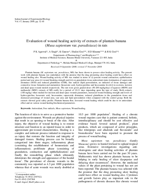 (PDF) Evaluation of wound healing activity of extracts of plantain