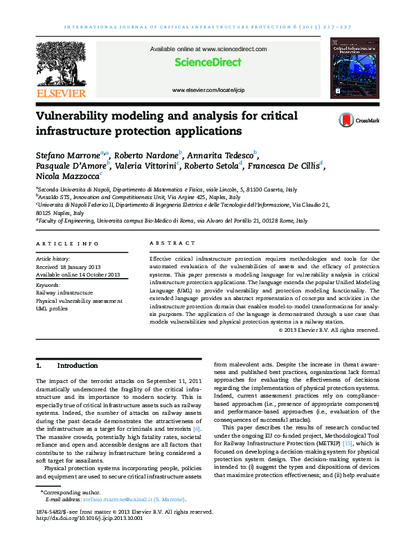 (PDF) Vulnerability modeling and analysis for critical infrastructure ...