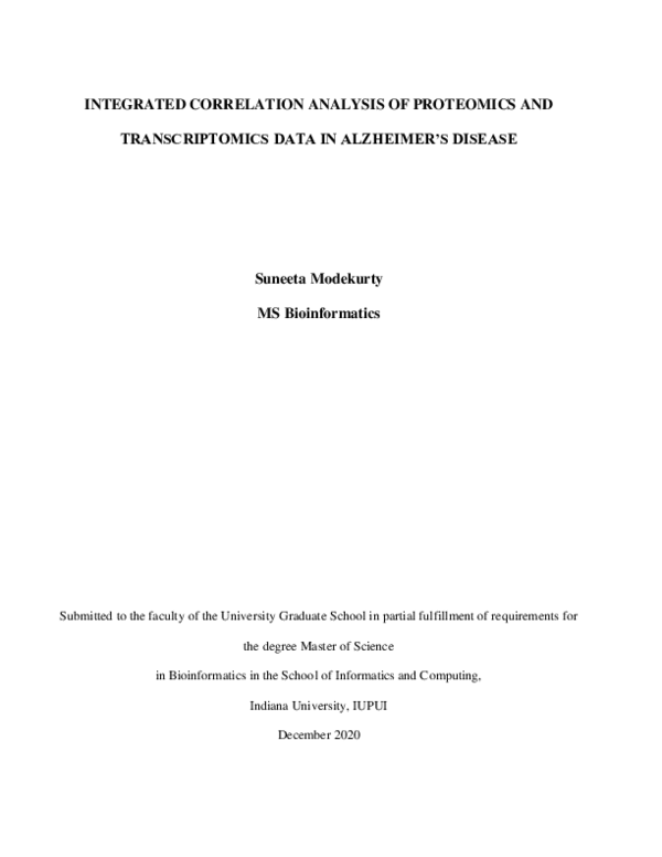 (PDF) Integrated Correlation Analysis of Proteomics and Transcriptomics ...