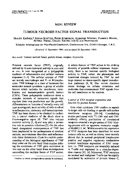 (PDF) Tumour necrosis factor signal transduction