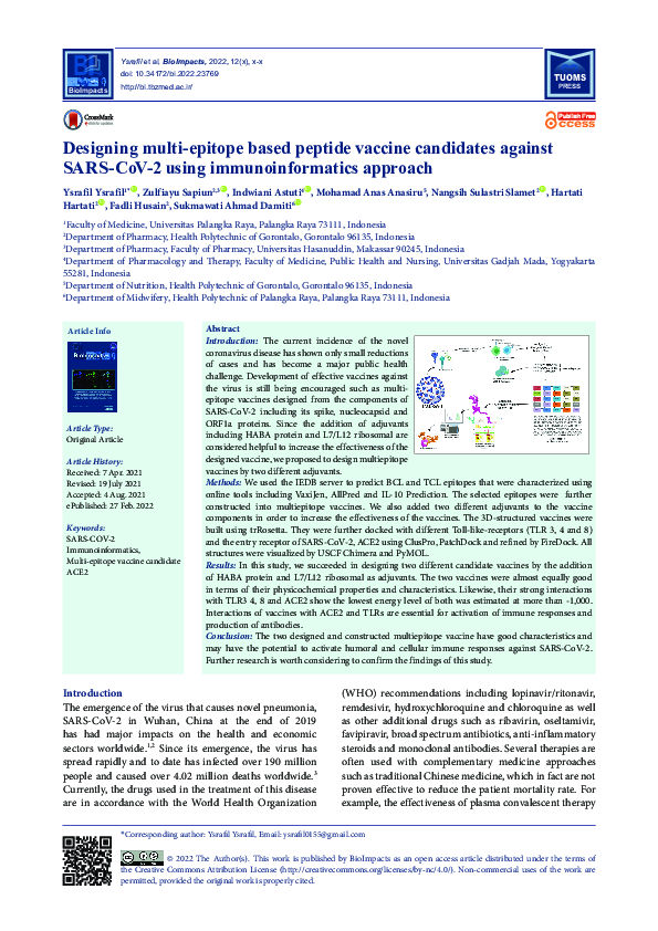 (PDF) Designing multi-epitope based peptide vaccine candidates against ...