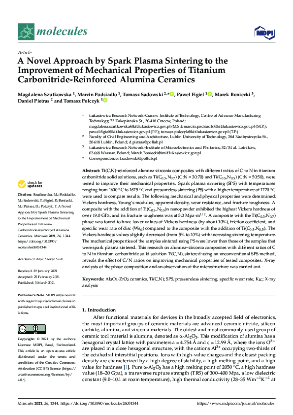 (PDF) A Novel Approach by Spark Plasma Sintering to the Improvement of ...