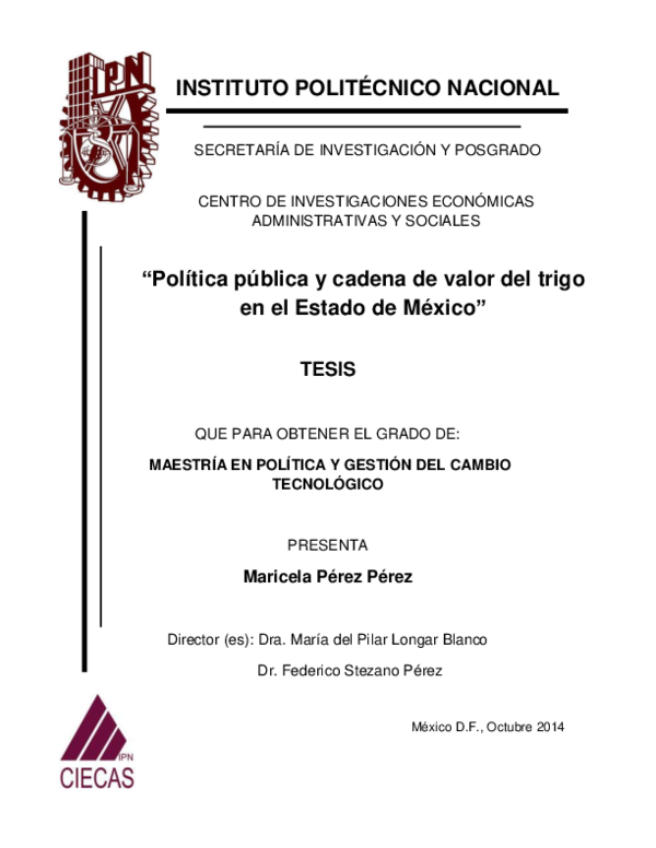 (PDF) Política pública y cadena de valor del trigo en el Estado de México