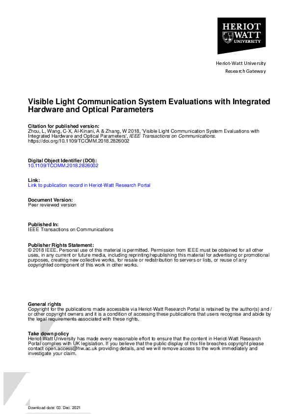 (PDF) Visible Light Communication System Evaluations With Integrated ...