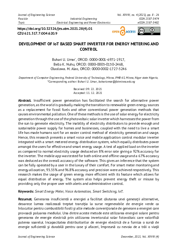 (PDF) DEVELOPMENT OF IoT BASED SMART INVERTER FOR ENERGY METERING AND ...