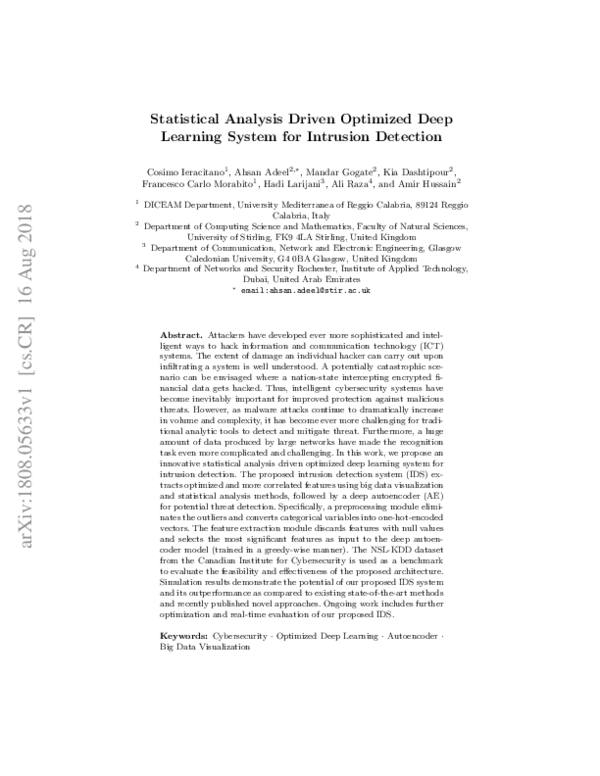 (PDF) Statistical Analysis Driven Optimized Deep Learning System for ...