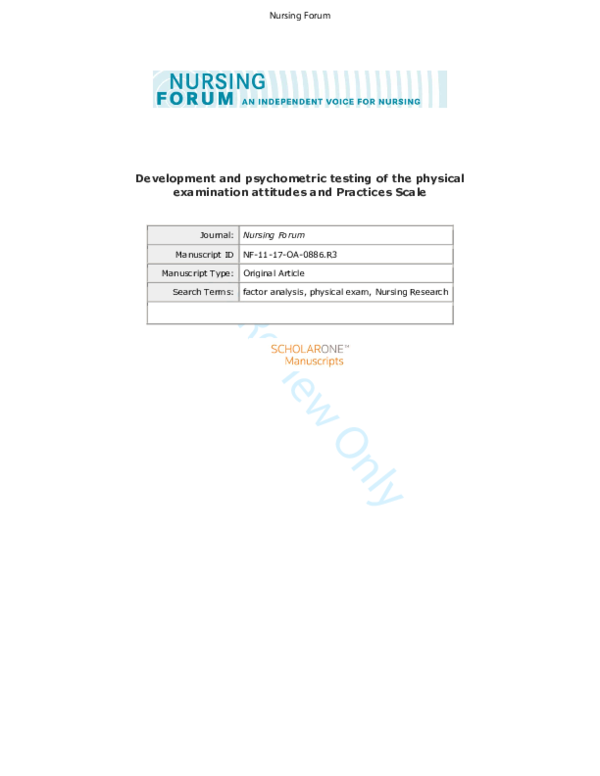 (PDF) Development and psychometric testing of the Physical Examination ...
