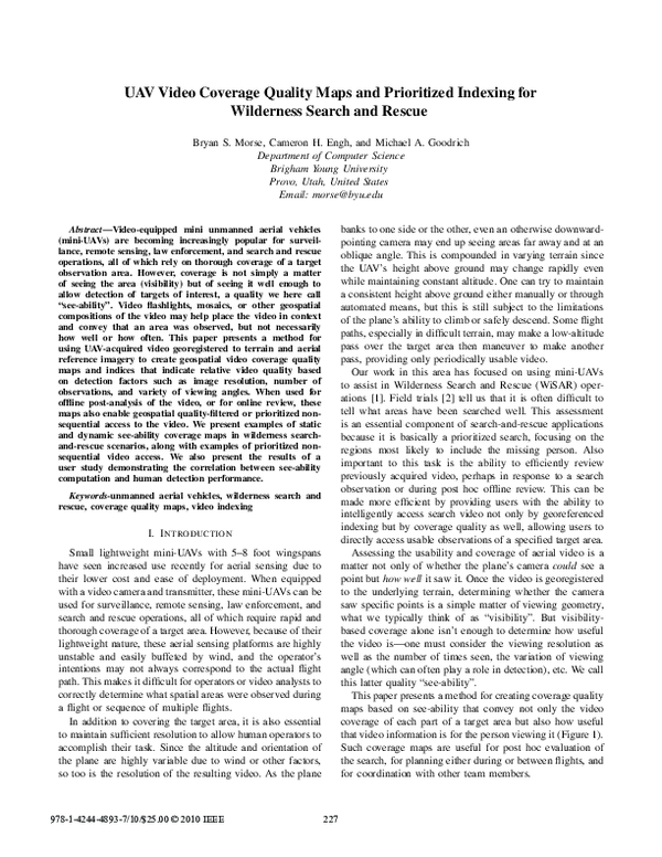 (PDF) UAV video coverage quality maps and prioritized indexing for ...