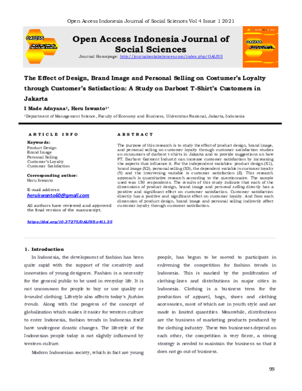 (PDF) The Effect of Design, Brand Image and Personal Selling on ...