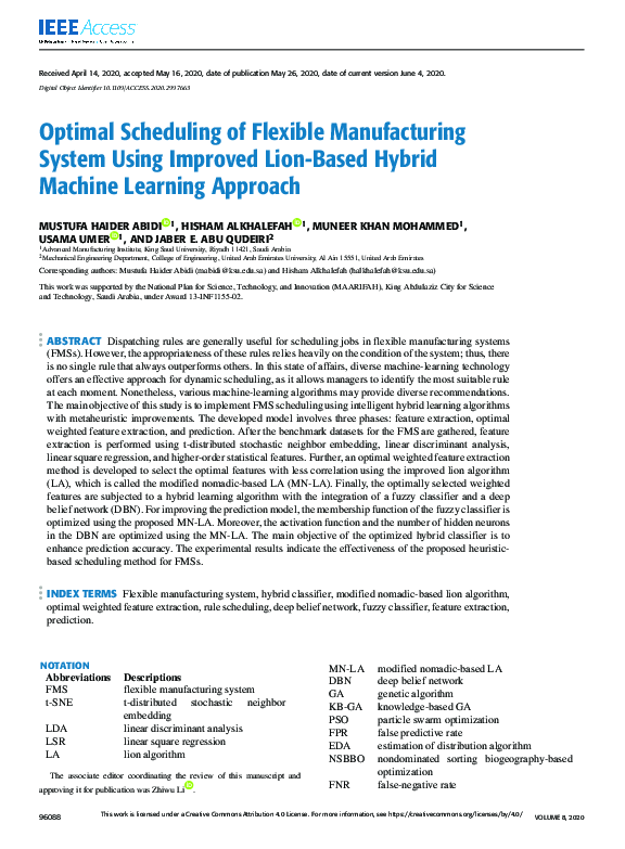 (PDF) Optimal Scheduling of Flexible Manufacturing System Using ...