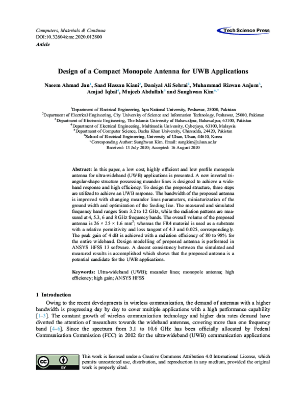 (PDF) Design of a Compact Monopole Antenna for UWB Applications