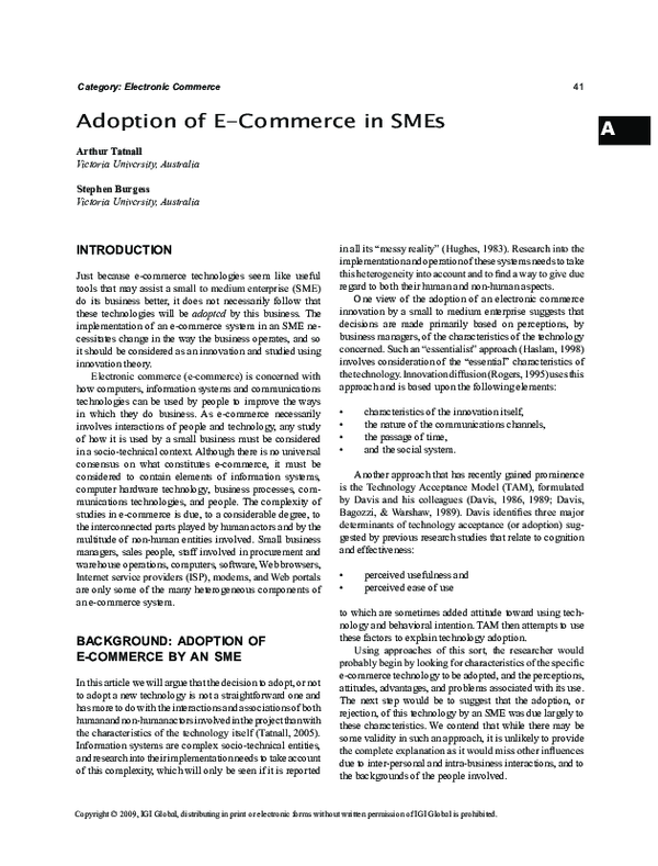 (PDF) Adoption of E-Commerce in SMEs