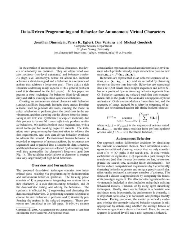 (PDF) Data-driven programming and behavior for autonomous virtual ...