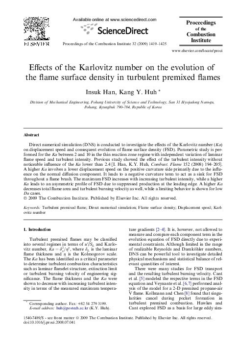 (PDF) Effects of the Karlovitz number on the evolution of the flame ...