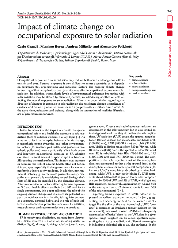 (PDF) Impact of climate change on occupational exposure to solar radiation