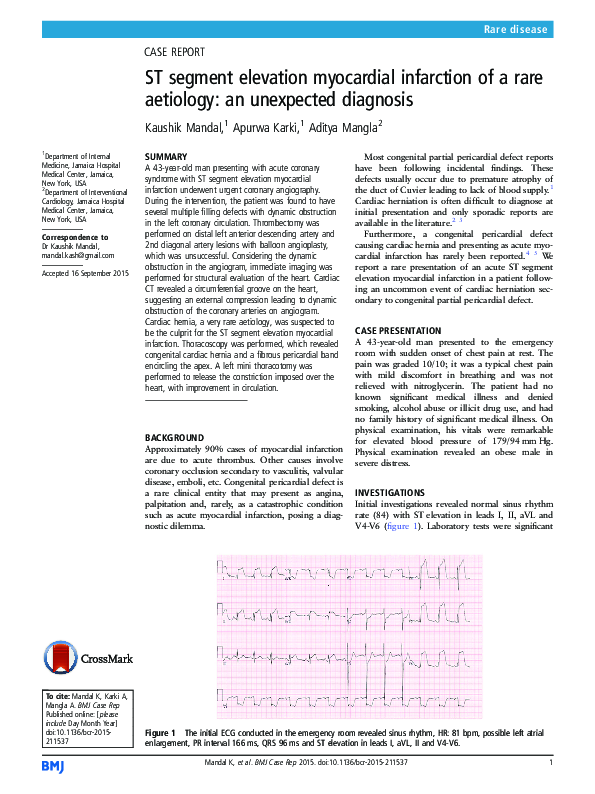 (PDF) ST segment elevation myocardial infarction of a rare aetiology ...