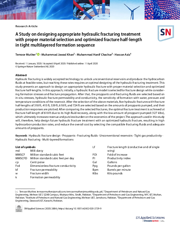 (PDF) A Study on designing appropriate hydraulic fracturing treatment ...