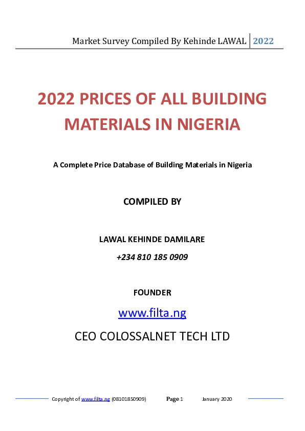(PDF) 2022 PRICES OF ALL BUILDING MATERIALS IN NIGERIA A Complete Price