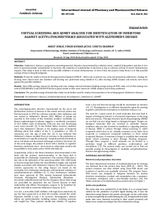 (PDF) Virtual Screening and Admet Analysis for Identification of ...