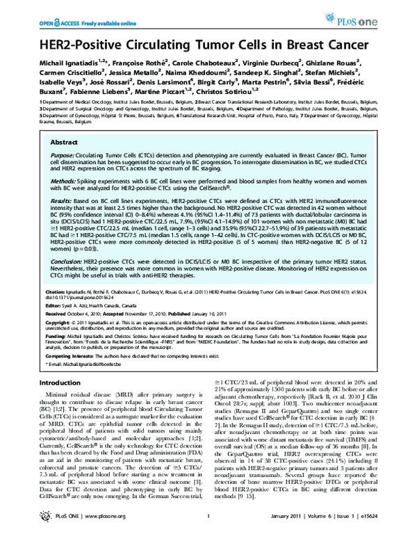 (PDF) HER2-Positive Circulating Tumor Cells in Breast Cancer