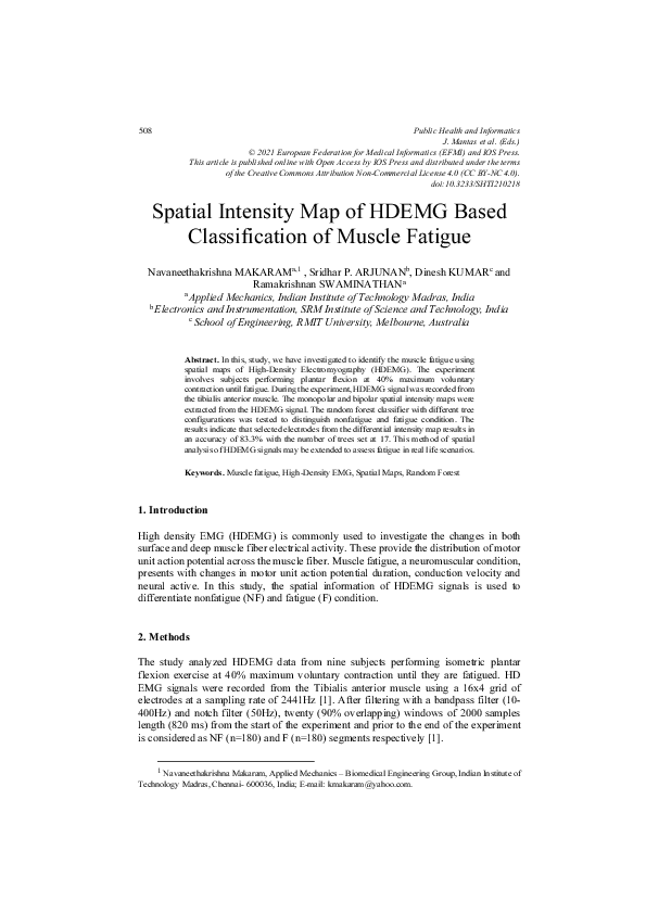 (PDF) Spatial Intensity Map of HDEMG Based Classification of Muscle ...
