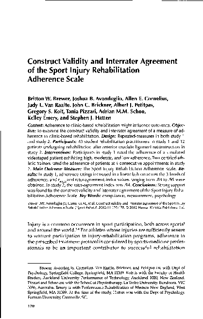 (PDF) Construct Validity and Interrater Agreement of the Sport Injury ...