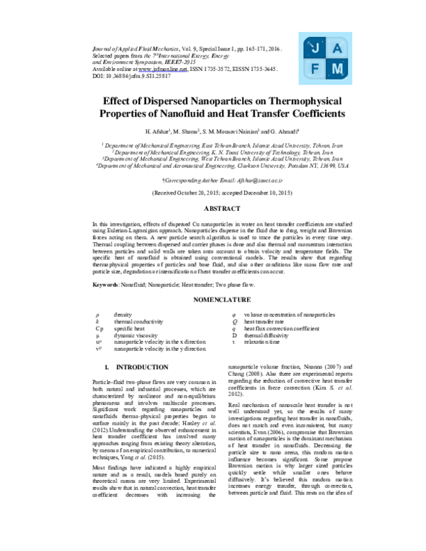 (PDF) Effect of Dispersed Nanoparticles on Thermophysical Properties of ...