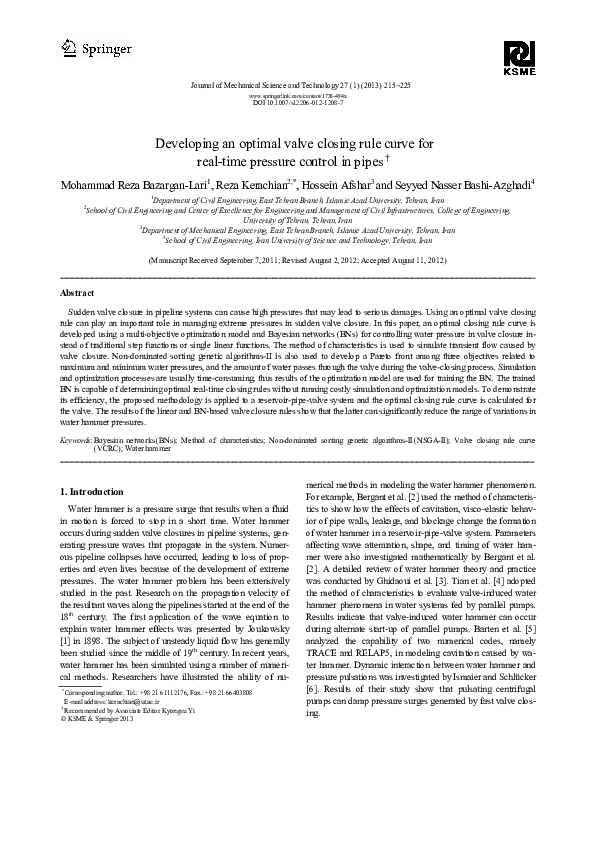 (PDF) Developing an optimal valve closing rule curve for real-time ...