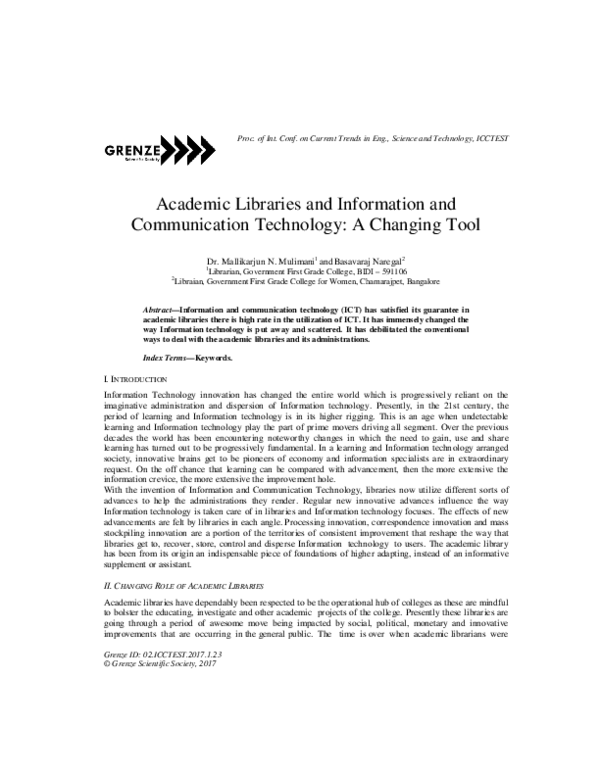 (PDF) Academic Libraries and Information and Communication Technology ...