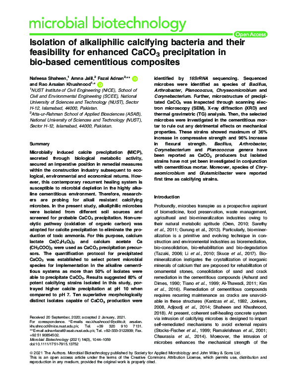 (PDF) Isolation of alkaliphilic calcifying bacteria and their ...