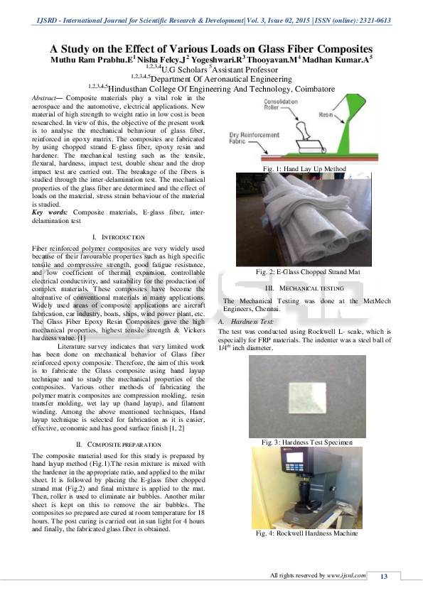 (PDF) A Study on the Effect of Various Loads on Glass Fiber Composites