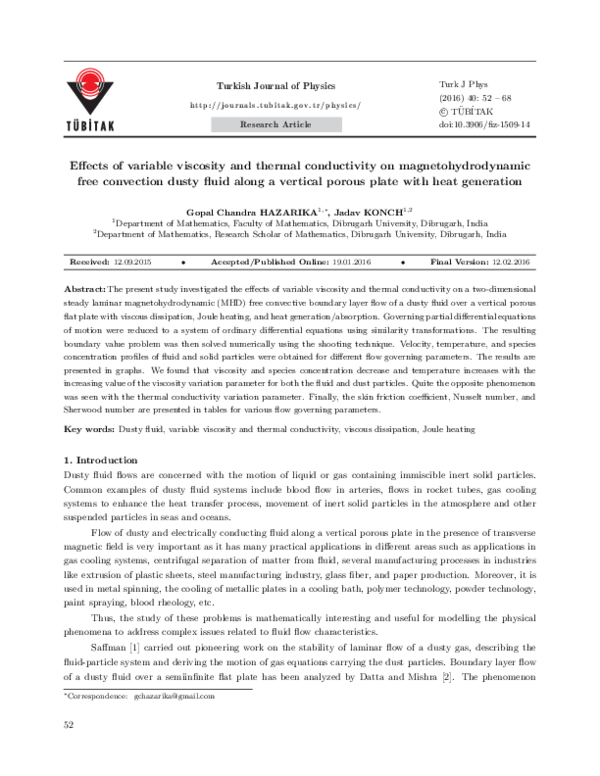 (PDF) Effects of Variable Viscosity and Thermal Conductivity on ...