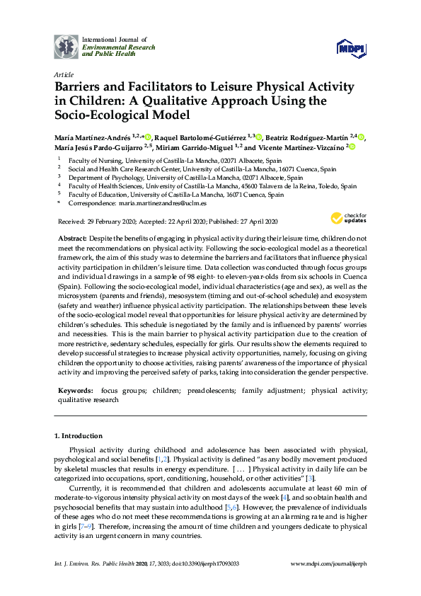 (PDF) Barriers and Facilitators to Leisure Physical Activity in ...