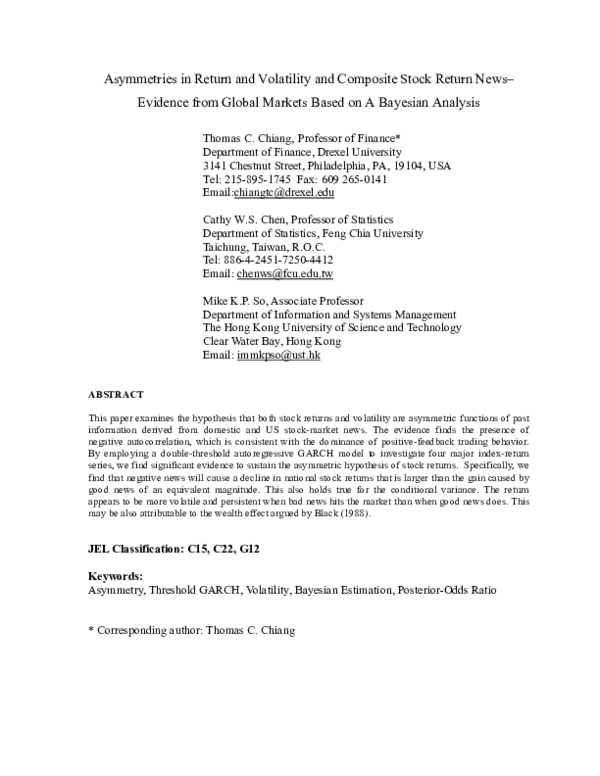 (PDF) Asymmetries in Return and Volatility and Composite Stock Return ...