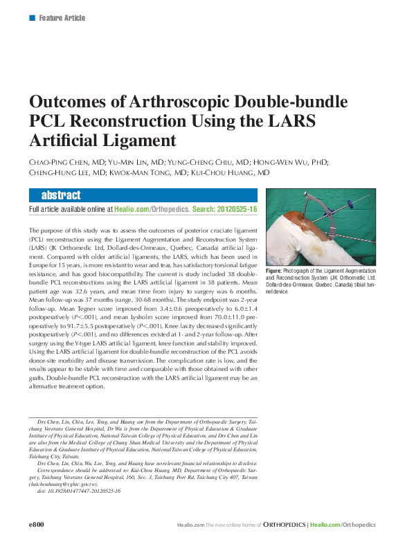 (PDF) Outcomes of Arthroscopic Double-bundle PCL Reconstruction Using ...