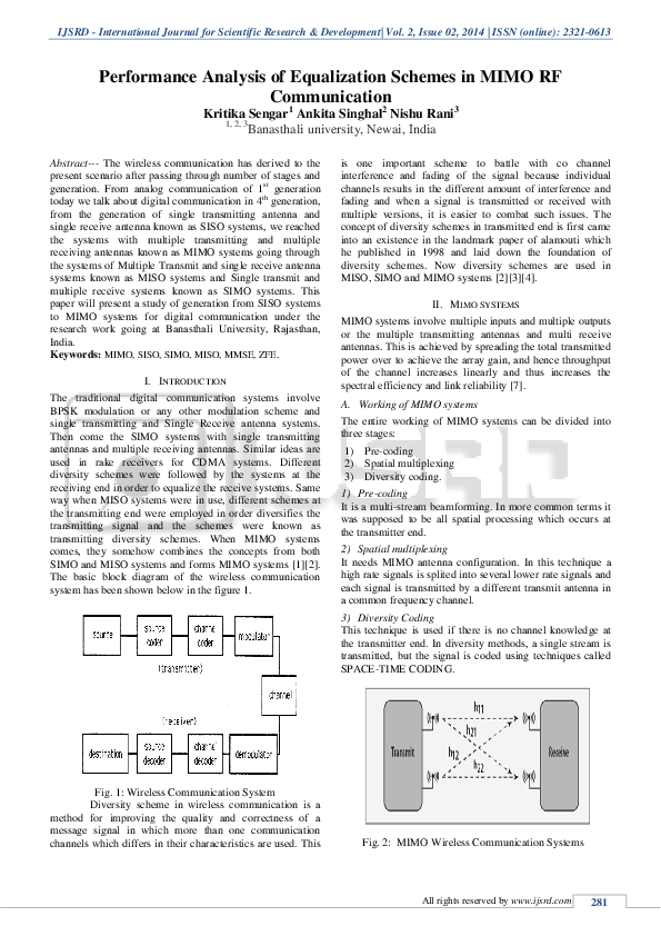 (PDF) Performance Analysis of Equalization Schemes in MIMO RF Communication