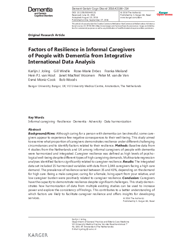 (PDF) Factors of Resilience in Informal Caregivers of People with ...