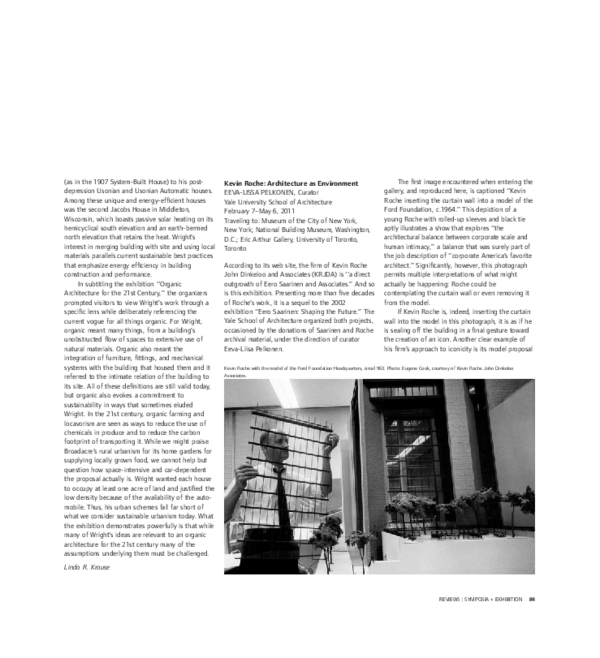 (PDF) Kevin Roche: Architecture as Environment