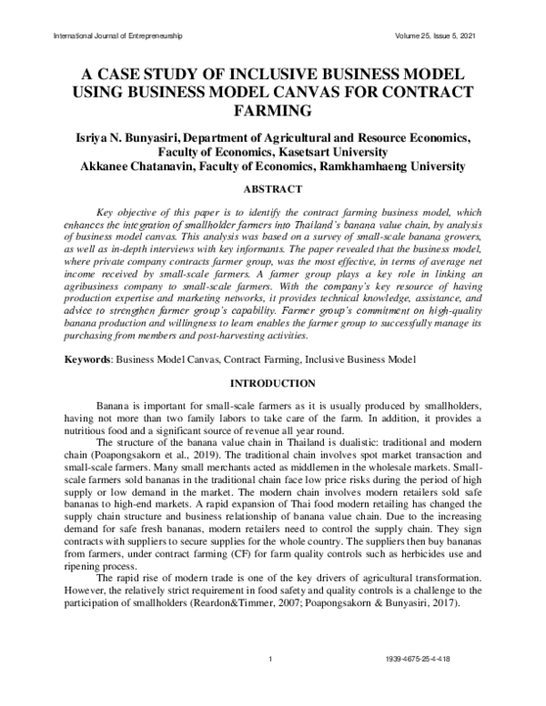 (PDF) A Case Study of Inclusive Business Model Using Business Model ...