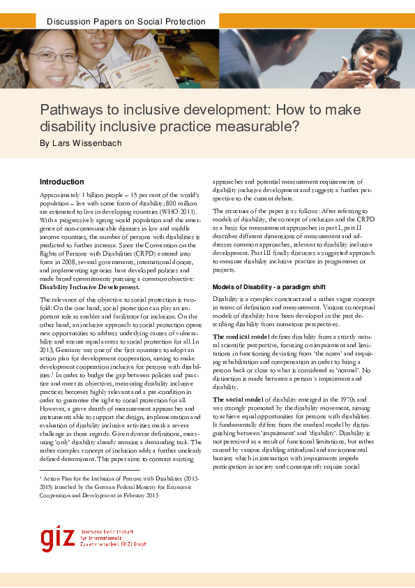 (PDF) Pathways to inclusive development: How to make disability ...